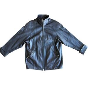 Valerie Stevens Petites M Black New Zealand Lambskin Leather Full Zip Jacket